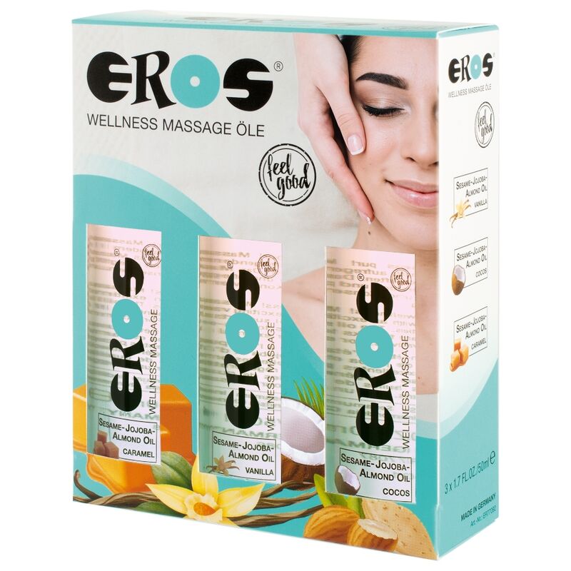 EROS WELLNESS MASSAGE OILS PACK CARAMEL + VANILLA + COCONUT 50 ML