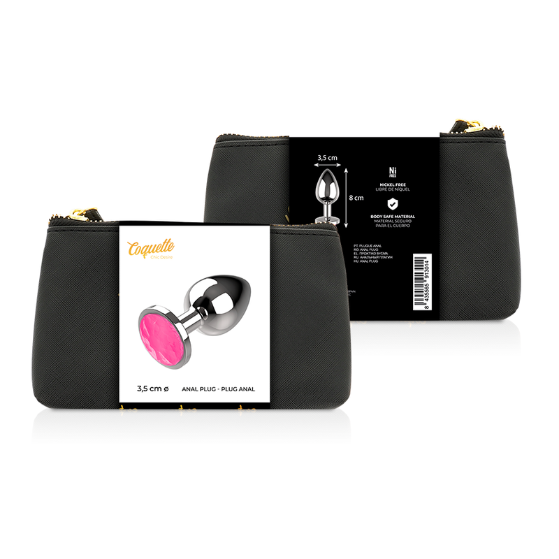 COQUETTE CHIC DESIRE ANAL PLUG METAL COR ROSA TAMANHO M 3,5 X 8 CM