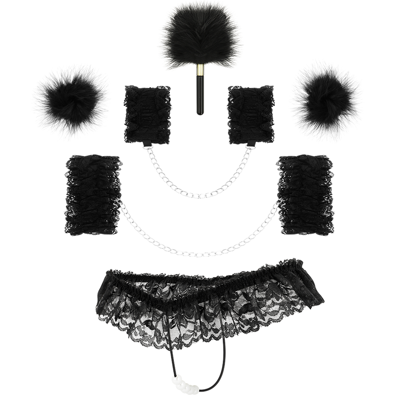 CONJUNTO COQUETTE CHIC DESIRE LACE BONDAGE DELUXE PRETO