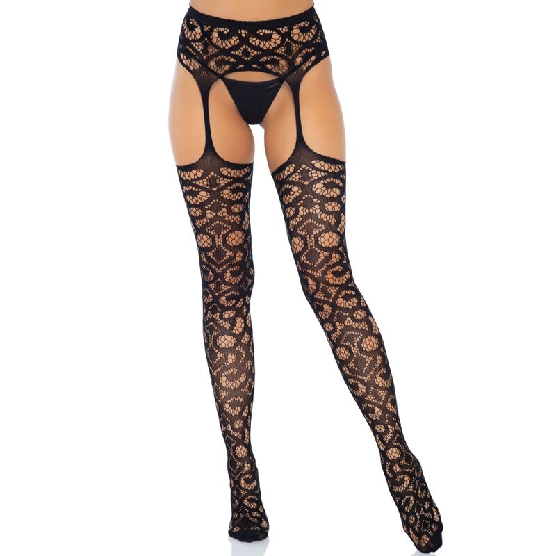 LEG AVENUE ROLO LACE GARTER BELT MEIAS DE UM TAMANHO