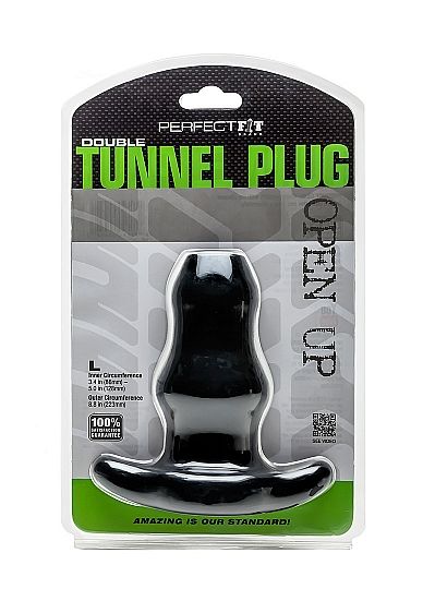 PLUGUE DE TÚNEL DUPLO DE AJUSTE PERFEITO L GRANDE – PRETO