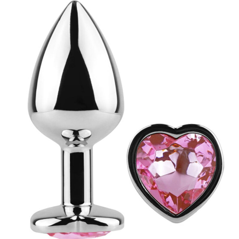 SECRET PLAY – METAL BUTT PLUG FÚCSIA CORAÇÃO TAMANHO PEQUENO 7 CM