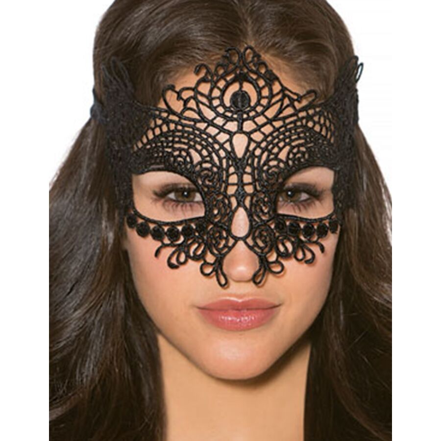 QUEEN LINGERIE BLACK LACE MASK ONE SIZE